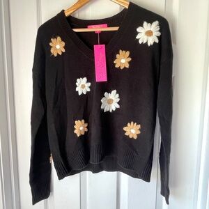 Lilly Pulitzer Tensley Black Blooming Embroidery Sweater
